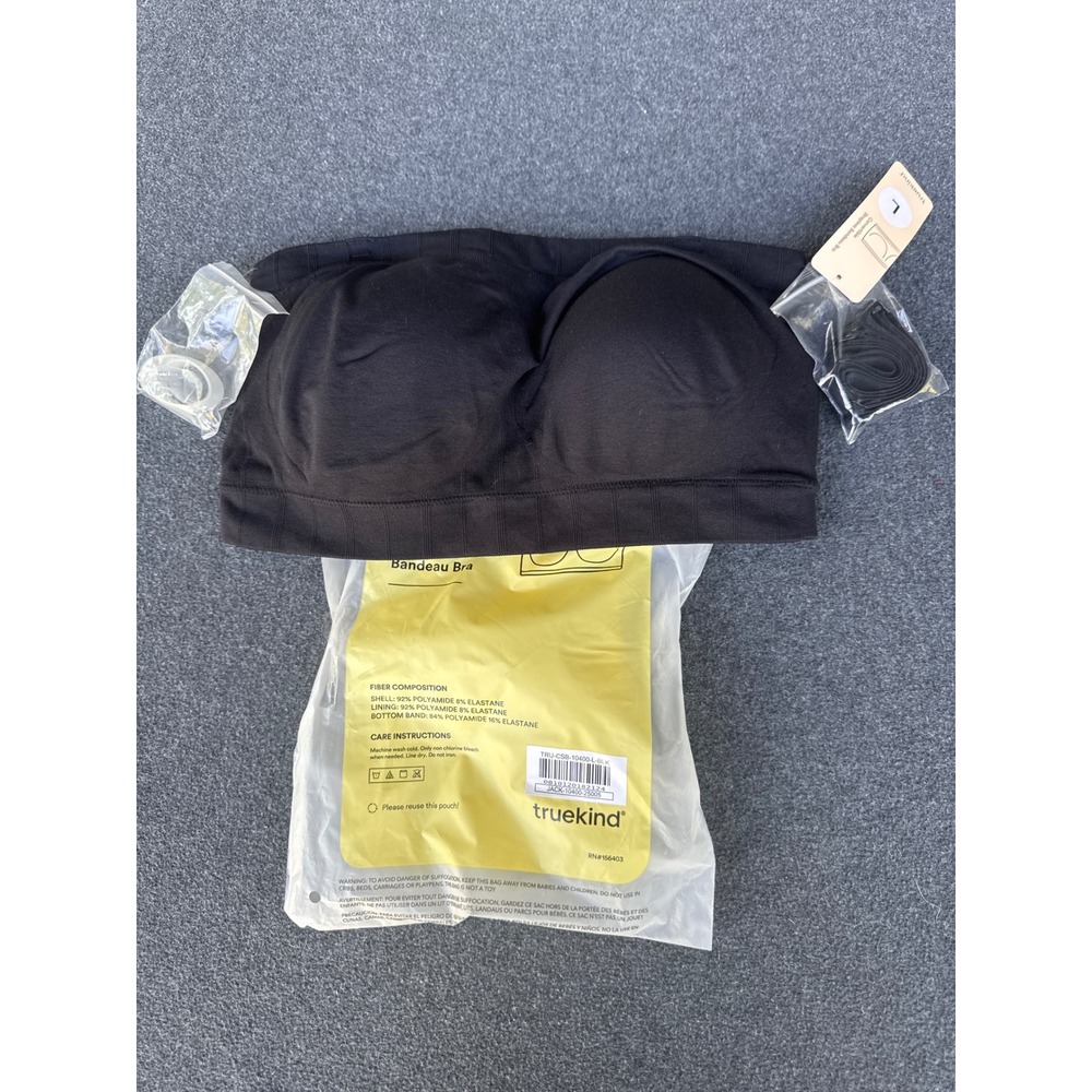 Shapermint Truekind Convertible Strapless Bandeau Bra Black BLK L NWT